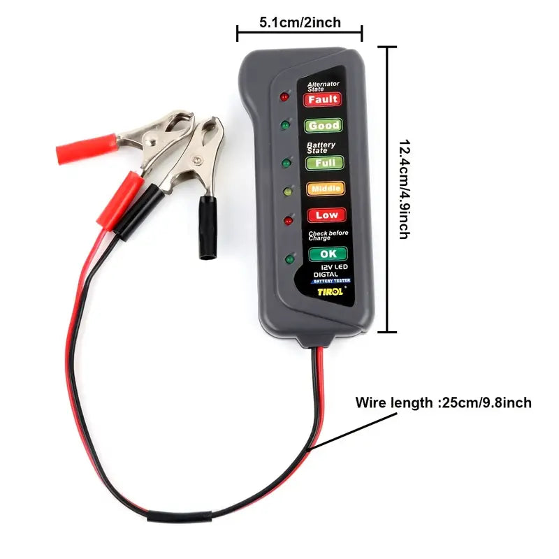 12V Automotive Digital Battery Tester for Car/Electric Vehicle/Motorcycle