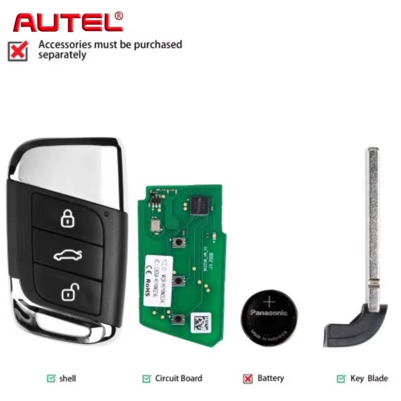 مفتاح التحكم عن بعد الذكي العالمي AUTEL IKEY VW003AL لسيارات VW بثلاثة أزرار