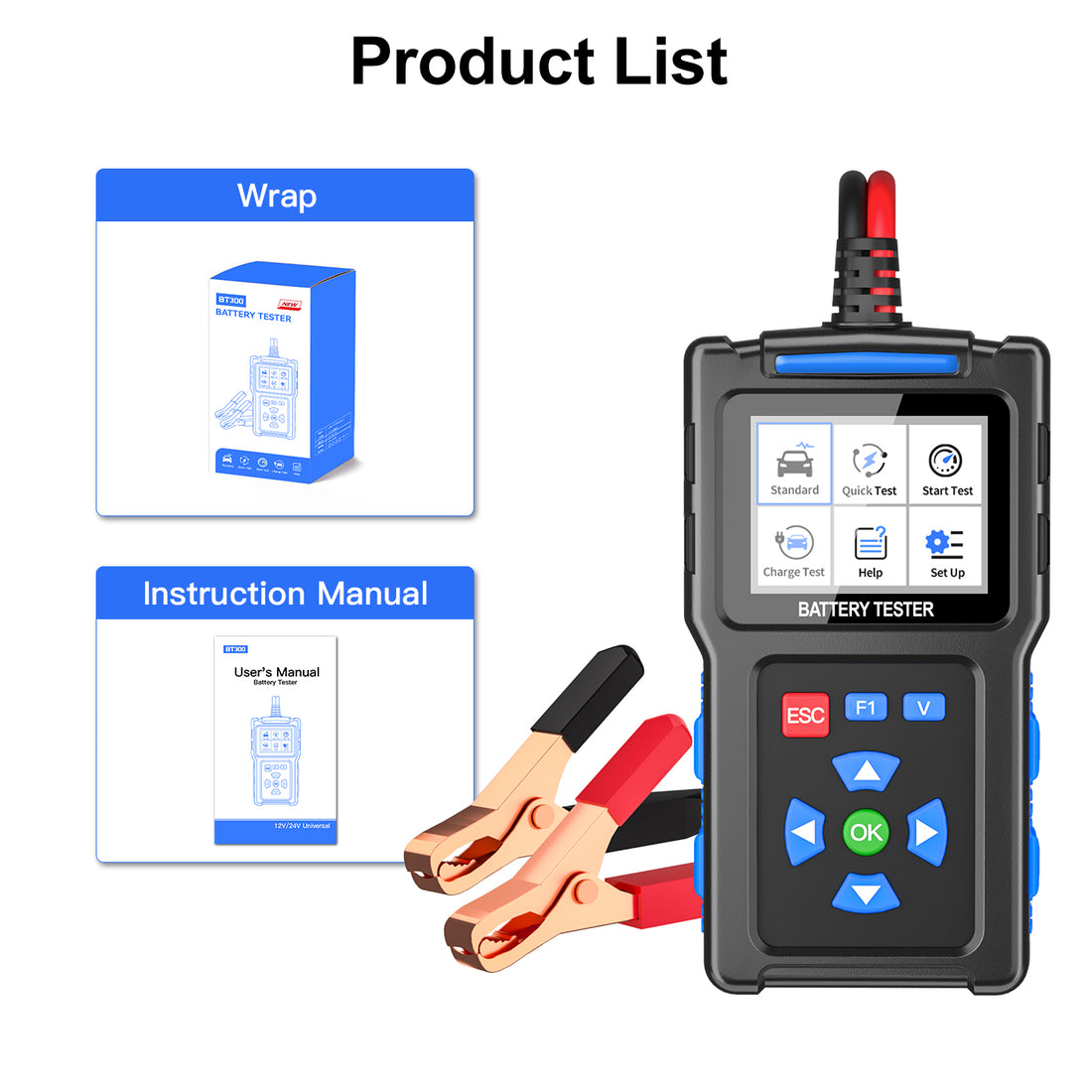 JDiag BT300 Battery Tester 12V/24V Support multiple connection methods and software upgrades