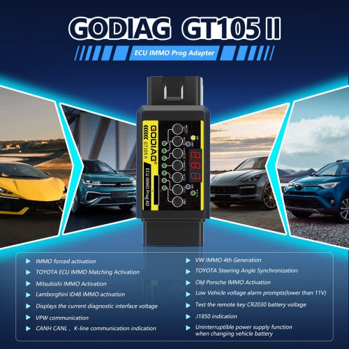 GODIAG GT105 II ECU Immo Prog AD ECU Connector Support Ford All Key Lost