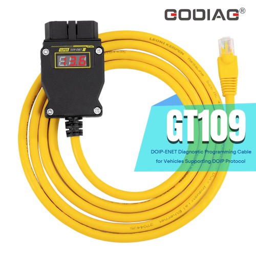 GODIAG GT109 DOIP-ENET Diagnostic Programming Cable with Voltage Display Replace BMW ENET Cable