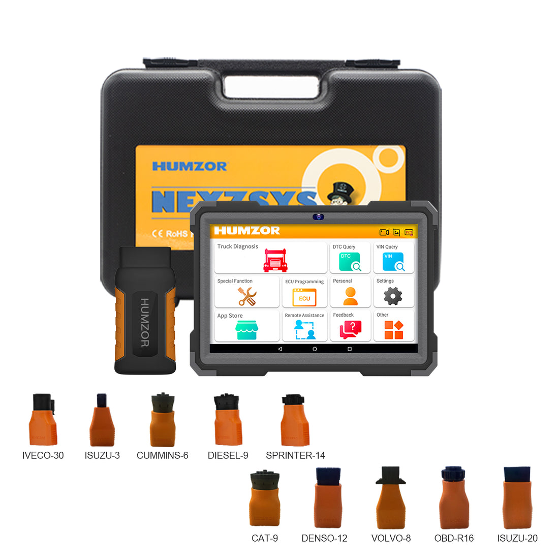 Humzor NexzDAS ND566 Plus Full Configuration with 9.6 inch Tablet for Commercial Vehicles Diagnostic Tool