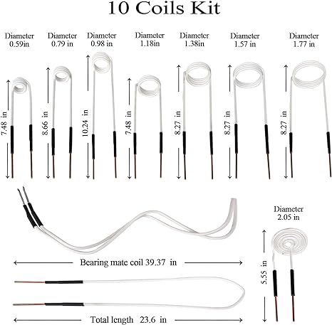 Induction Heater Coil Kit 10Pcs Induction Heater Preformed Coil for Magnetic Induction Heater