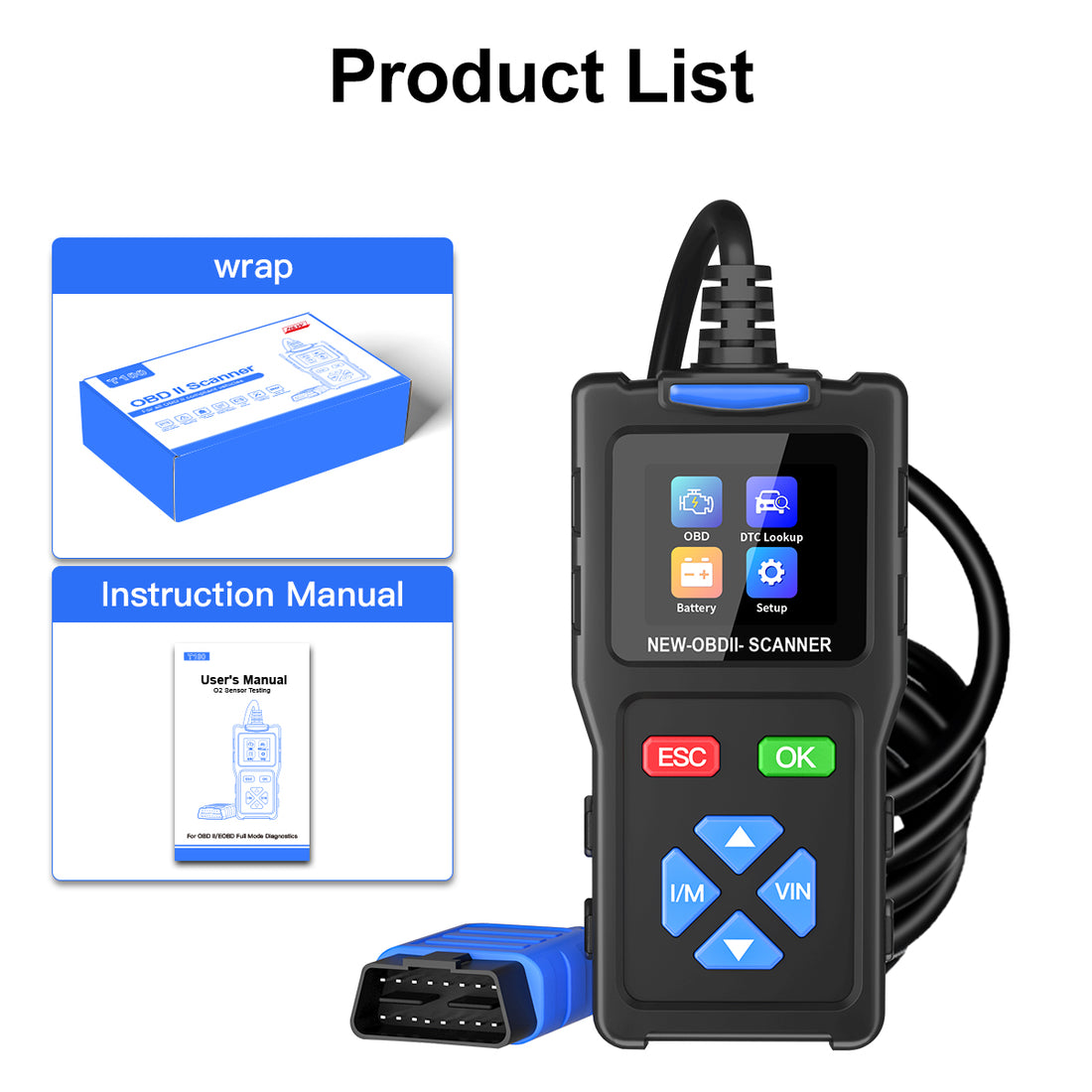 جهاز فحص محرك السيارة Jdiag T100 OBD2 لجميع السيارات يدعم قراءة ومسح رموز الأعطال