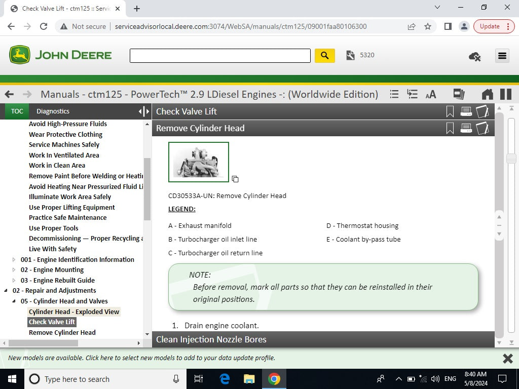 John Deere EDL V3 Electronic Data Link V3 with Internal Service Advisor SA 5.3 Software SSD