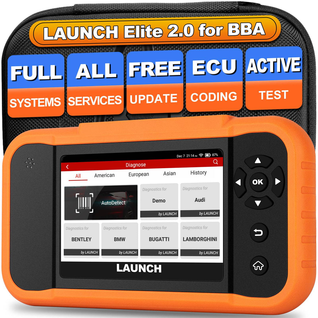 أدوات التشخيص الكاملة للنظام LAUNCH X431 Elite 2.0 PRO BBA/FGC مع تحديث مجاني مدى الحياة 