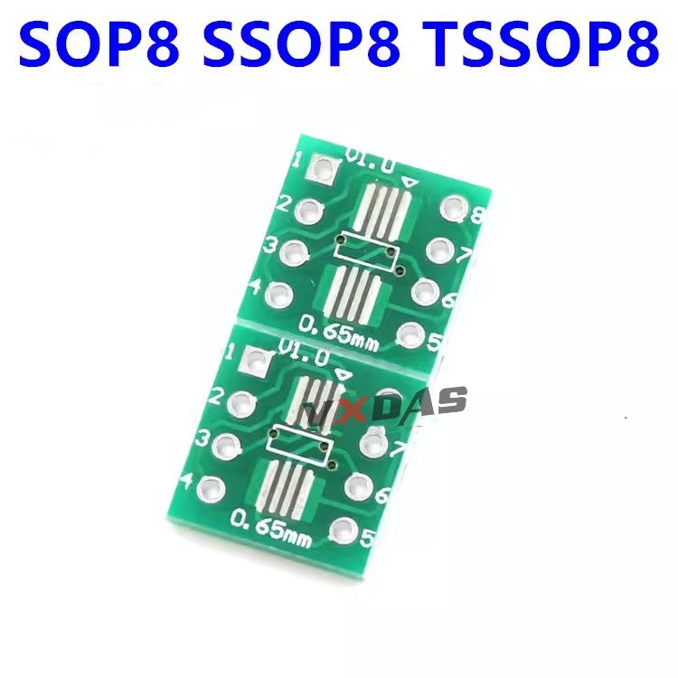 20x SOP8 SO8 SOIC8 TSSOP8 MSOP8 0.65 مم 1.27 مم إلى DIP8 2.54 مم محول PCB YXQ