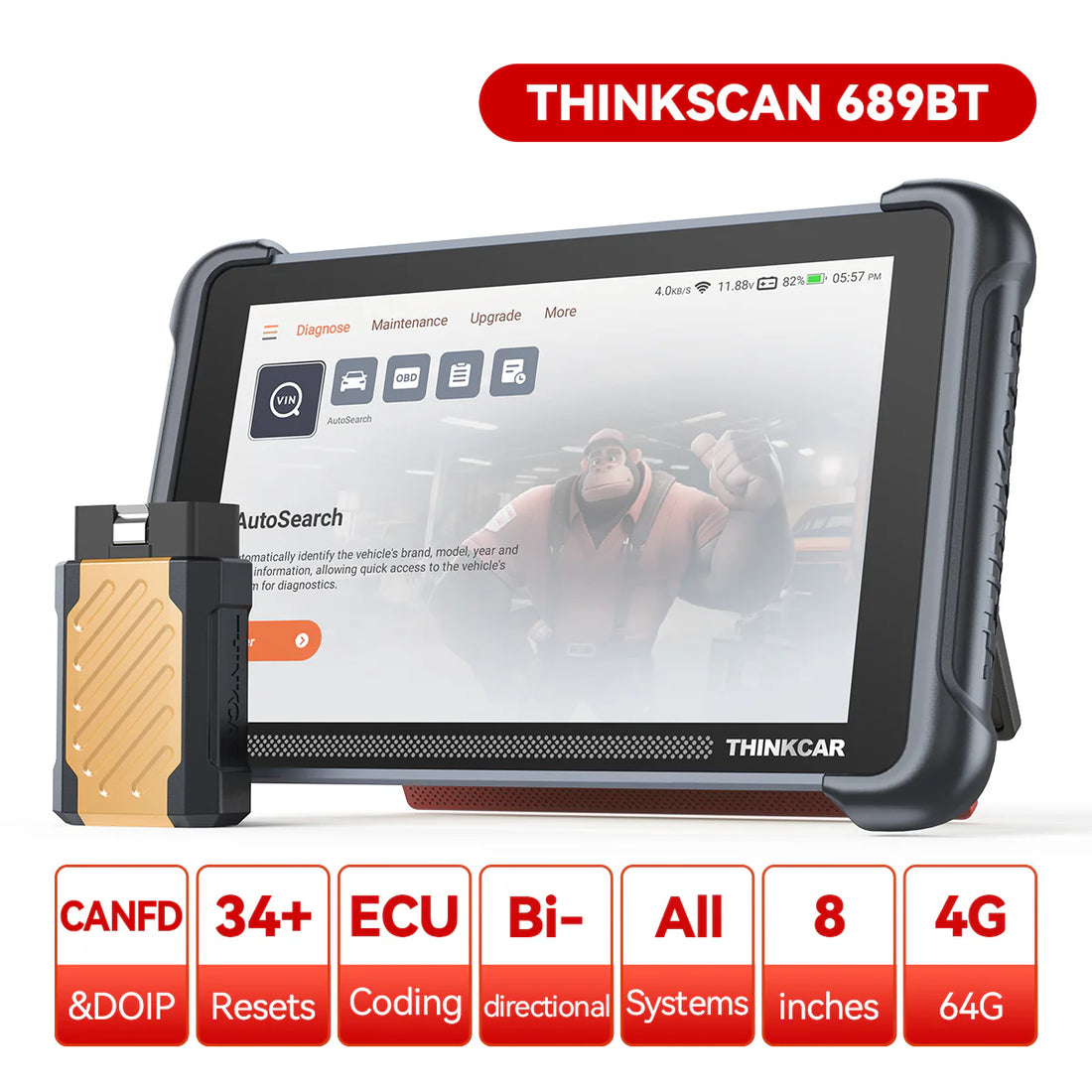 THINKSCAN 689/ 689BT Full System Auto Diagnostic Tool Lifetime free upgrade Support CANFD & DOIP