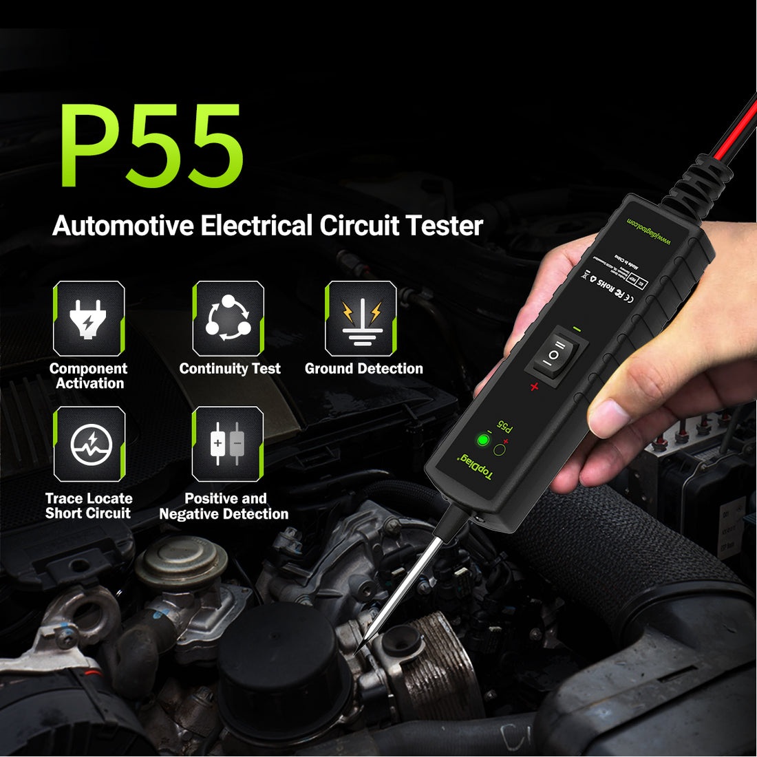 TopDiag P55 Circuit Test Voltage Detector Diode Diagnostic Tools