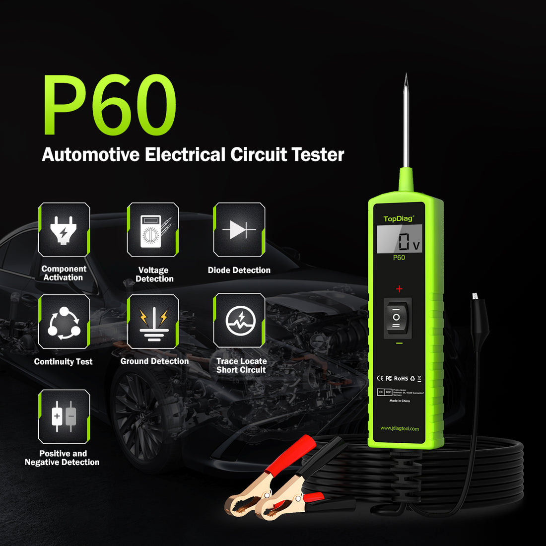 TopDiag P60 Automotive Circuit Tester Diagnostic Diode Detector