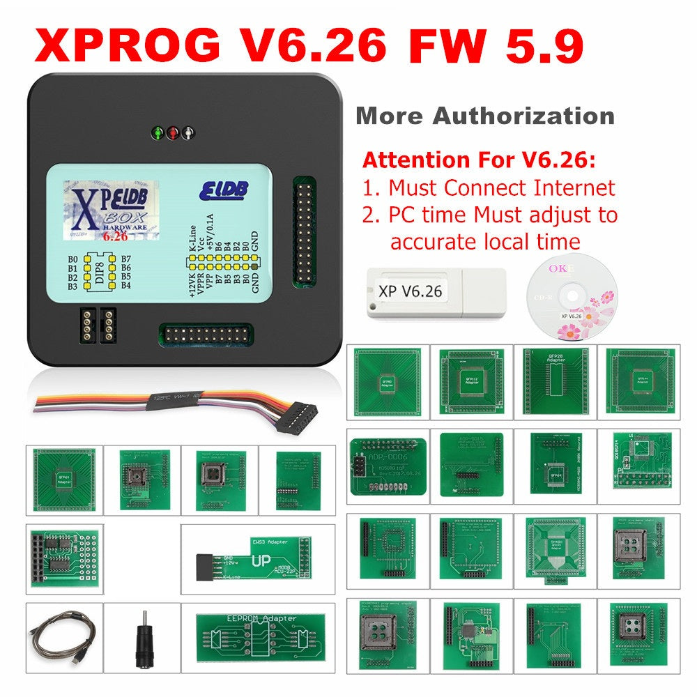 XPROG M V6.50 V6.26 V6.17 A New Authorizations XPROG Metal Box XPROG-M ECU Programmer with Full Adapters