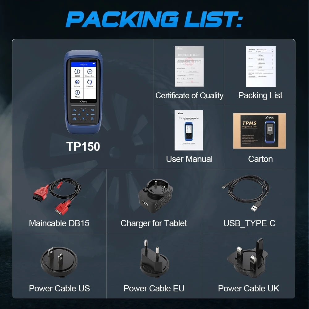 XTOOL TP150 OBD2 Tire Pressure Monitoring System Diagnostic Tool