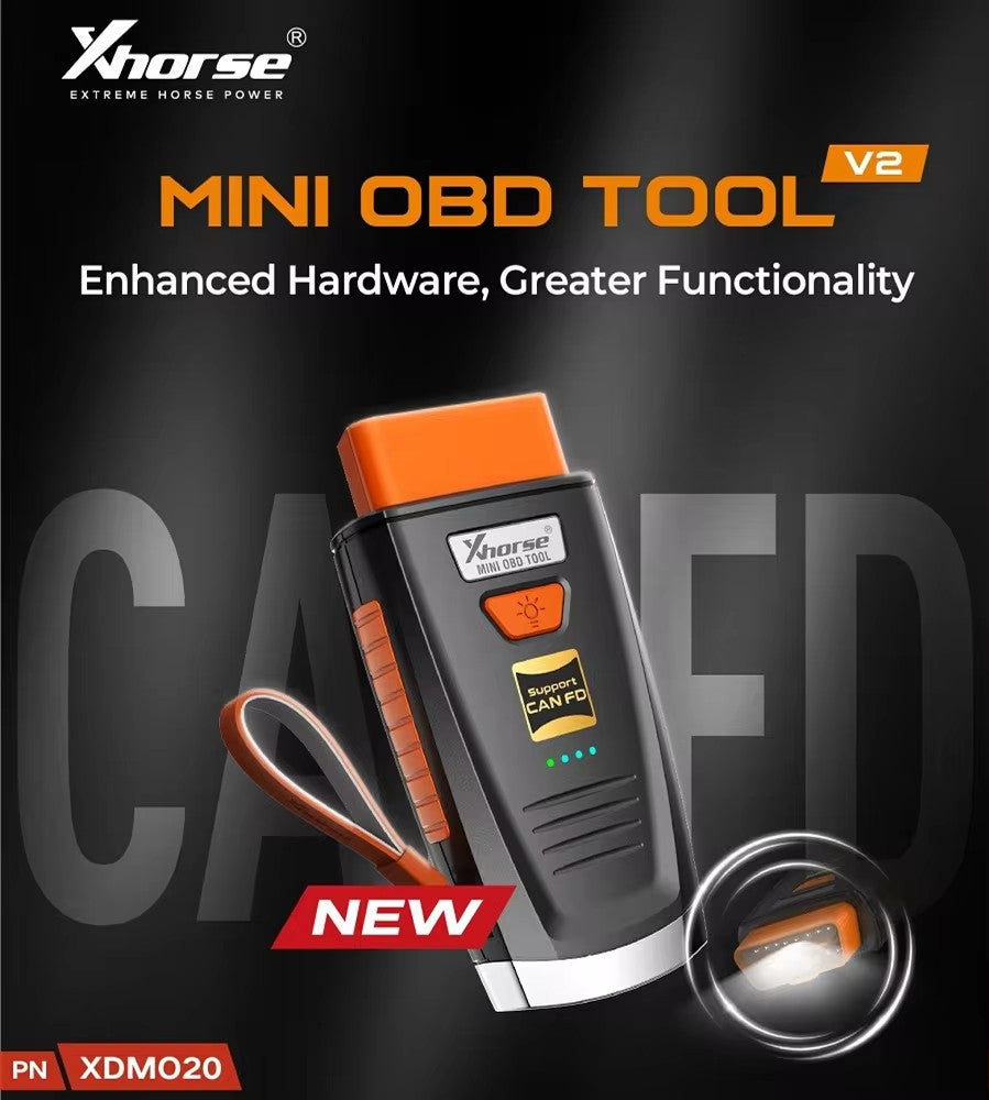 أداة Xhorse VVDI MINI OBD TOOL V2 IMMO المبرمجة تدعم بروتوكول CANFD وتمنع فقدان جميع المفاتيح