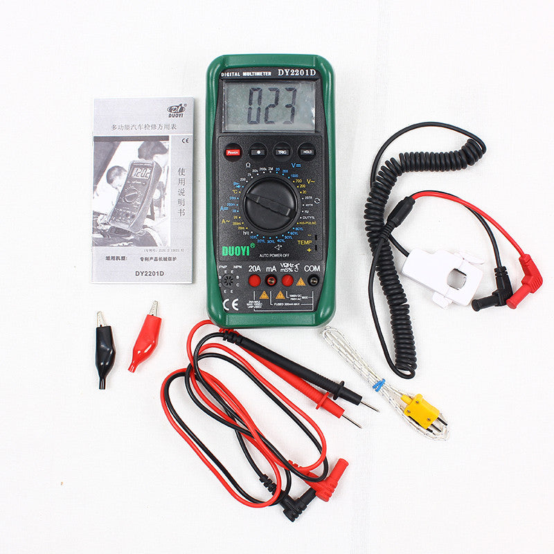 DUOYI DY2201D LCD Digital Automotive Multimeter Frequency Temp Tester with Speed conversion sensor Non-contact RPM Dwell angle - VXDAS Official Store