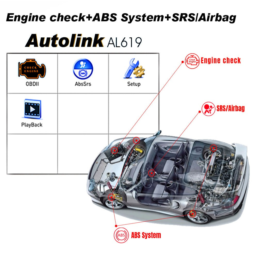 Autel AutoLink AL619 Engine, ABS, SRS  Auto Scanner Car Code Reader Automotive Tool Auto Code Reader - VXDAS Official Store