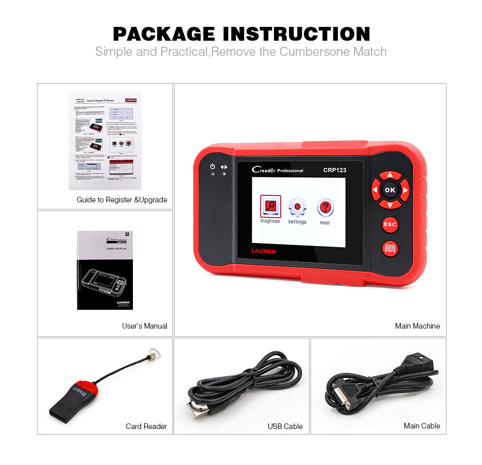 Launch X431 CRP123 Creader OBD2 Code Reader Scanner test Engine/ABS/SRS/AT Auto Diagnostic Tool - VXDAS Official Store