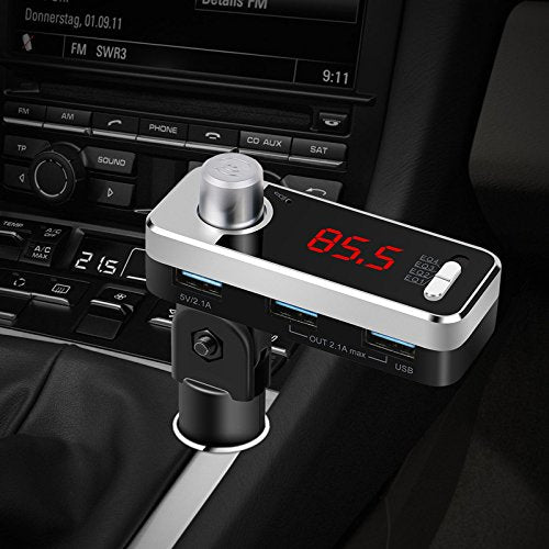 VXDAS Bluetooth car charger BC11B Wireless Bluetooth FM Transmitter Car MP3 Player With Handsfree Calling and Three USB Charging Port - VXDAS Official Store