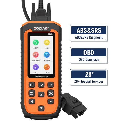 أداة فحص يدوية GODIAG GD203 OBD2 لفحص ABS/SRS وتشخيص نظام ABS&amp;SRS [متوفرة في الاتحاد الأوروبي/الولايات المتحدة]