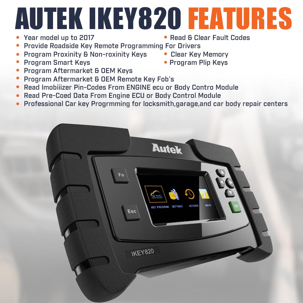 Original Autek IKey820 OBD2 Car Key Programmer Support All Key Lost No Token Limitation - VXDAS Official Store