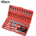 46pcs Ratchet Wrench Set Auto Repair Kit 1/4'' Socket Wrench Box Spanner Auto Maintenance Tool