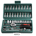 46pcs Ratchet Wrench Set Auto Repair Kit 1/4'' Socket Wrench Box Spanner Auto Maintenance Tool