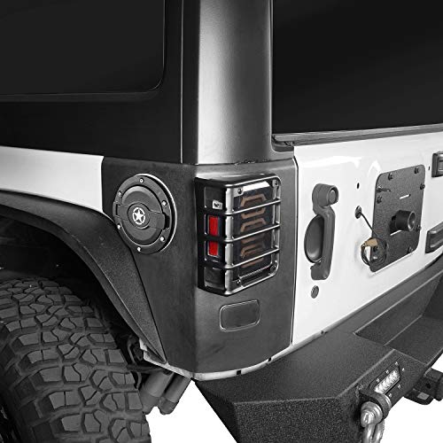 Hooke Road Black Euro Light Guards for Rear Taillight (Tail Light) Covers fit 2007-2018 Jeep Wrangler JK - VXDAS Official Store