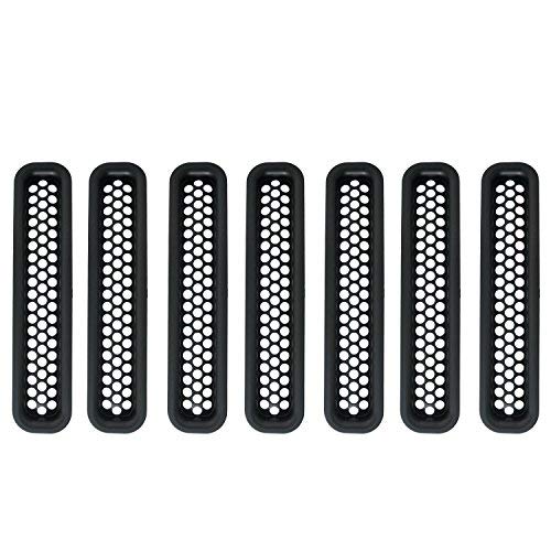 Hooke Road Black Front Grille Clip-in Mesh Inserts for 1997-2006 Jeep Wrangler TJ & Unlimited (Pack of 7) - VXDAS Official Store