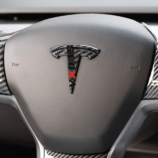 Tesla Model Y/3 Car Logo On Steering Wheel(Carbon Fiber) VXDAS