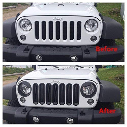 Front Road (Pack Inserts of Jeep Clip-in Hooke Wrangler Unlimited & 2007-2015 Matte JK Mesh for Grille Black 7) - VXDAS Official Store