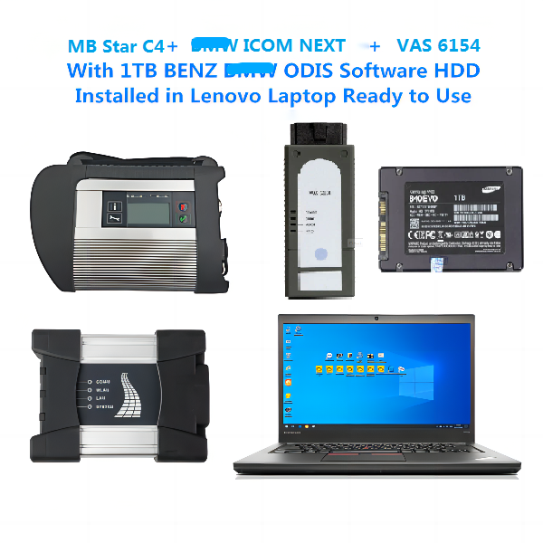 MB Star C4 doip+ICOM NEXT + V-AS 6154 With Lenovo Laptop I7 8G and 2TB HDD/SSD BM-W BENZ ODIS Software Complete