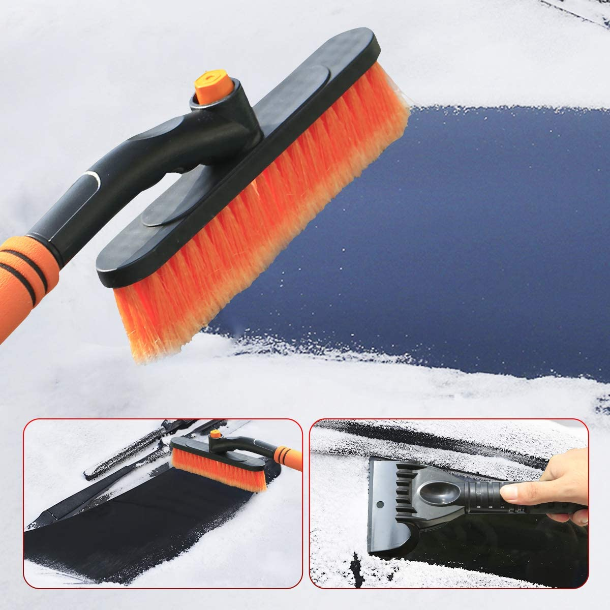 Car Ice Scraper 2 in 1 Multi-Function Telescopic Snow Brush for Car Windshield Snow Removal