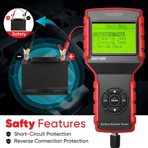 LAUNCH BST-500 Car Battery Tester Cranking and Charging System with Printer Test 6V 12V 24V Load Tester 100-2000 CCA