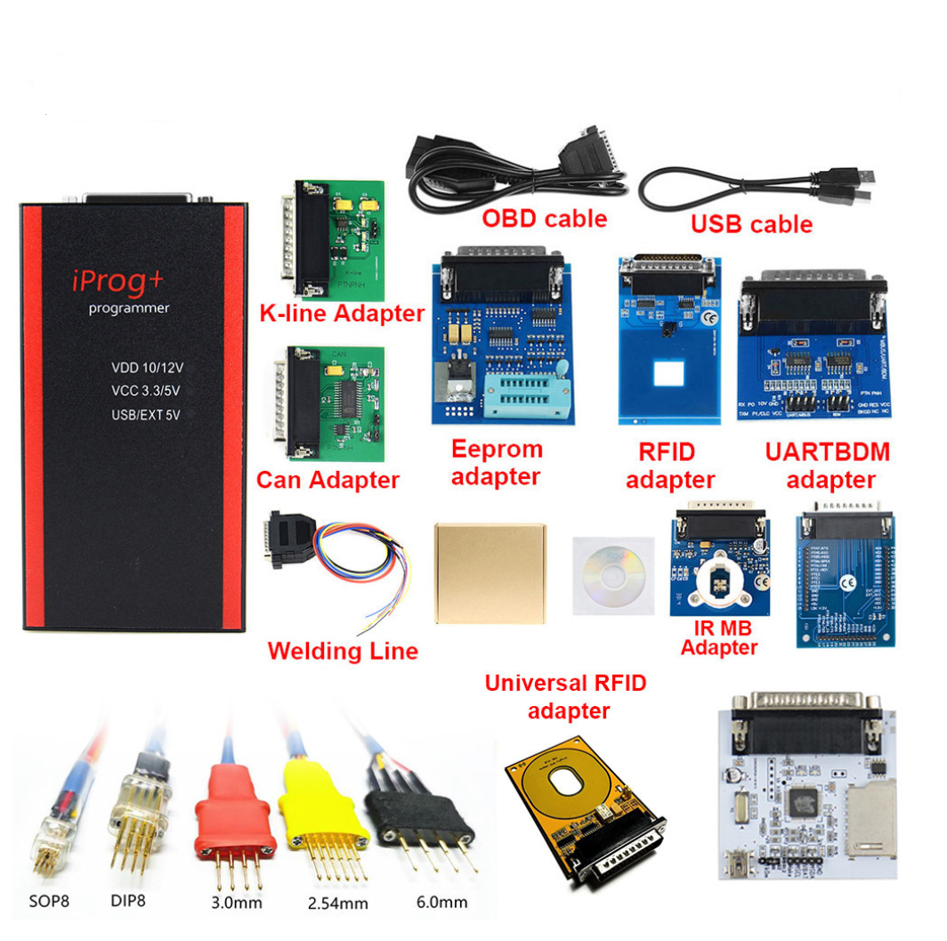 V87 Iprog+ Pro Programmer Full Version with Probes Adapters + IPROG Plus PCF79xx SD Card Adapter + Universal RDIF Adapter