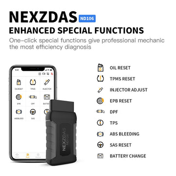 Humzor NexzDAS ND106 Bluetooth Special Function Car Resetting Tool With ABS, TPMS, Oil Reset, DPF... for Android & iOS - VXDAS Official Store