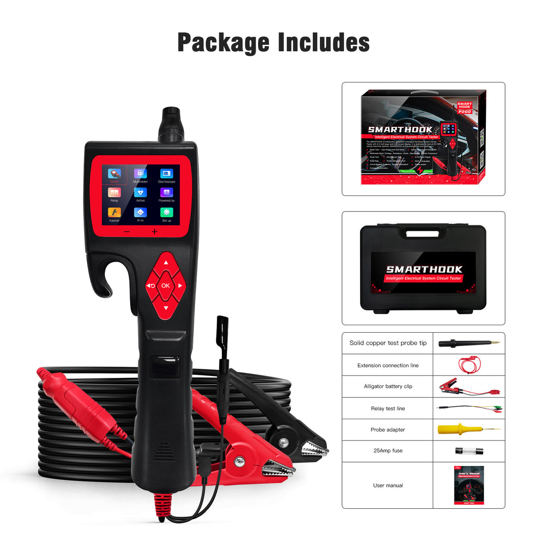 P200 Powerful Probe Hook Intelligent Circuit Analyzer Automotive Electrical System Circuit Tester SMART HOOK