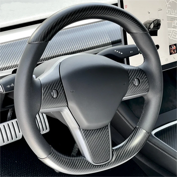 Model 3 / Y Steering Wheel Middle Trim Cover - Carbon Fiber Interior Mods