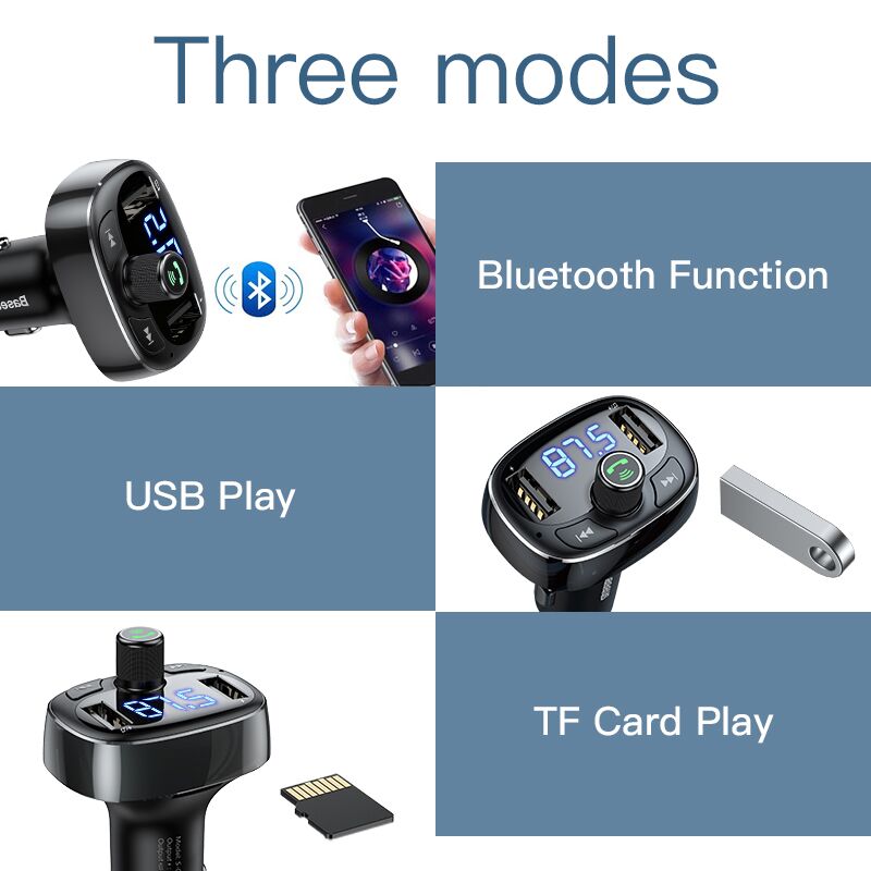 Car Player Charger Transmittor FM 3.4A Audio Baseus Phone Kit Transmitter Handsfree Modulator Dual with Bluetooth USB MP3 - VXDAS Official Store